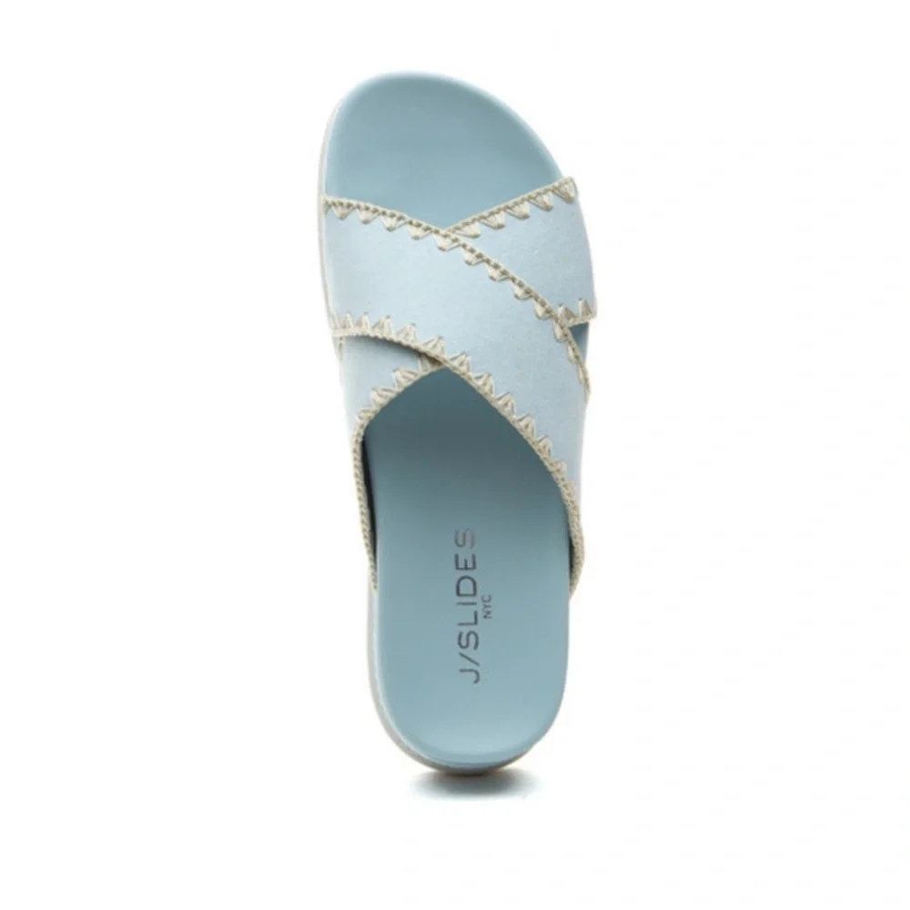 NIB J/SLIDES BAE Light Blue Faux Suede Sandal ANTHROPOLOGIE - Picture 4 of 11